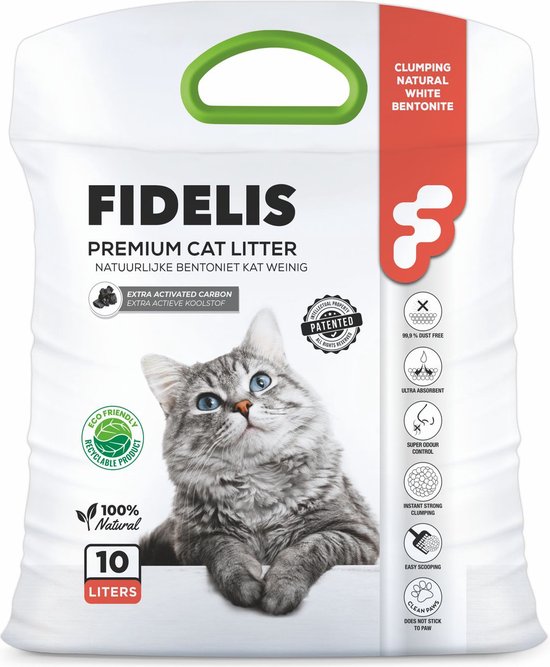 Fidelis Premium Cat Litter 10lt - Clumping - Extra Activated Carbon